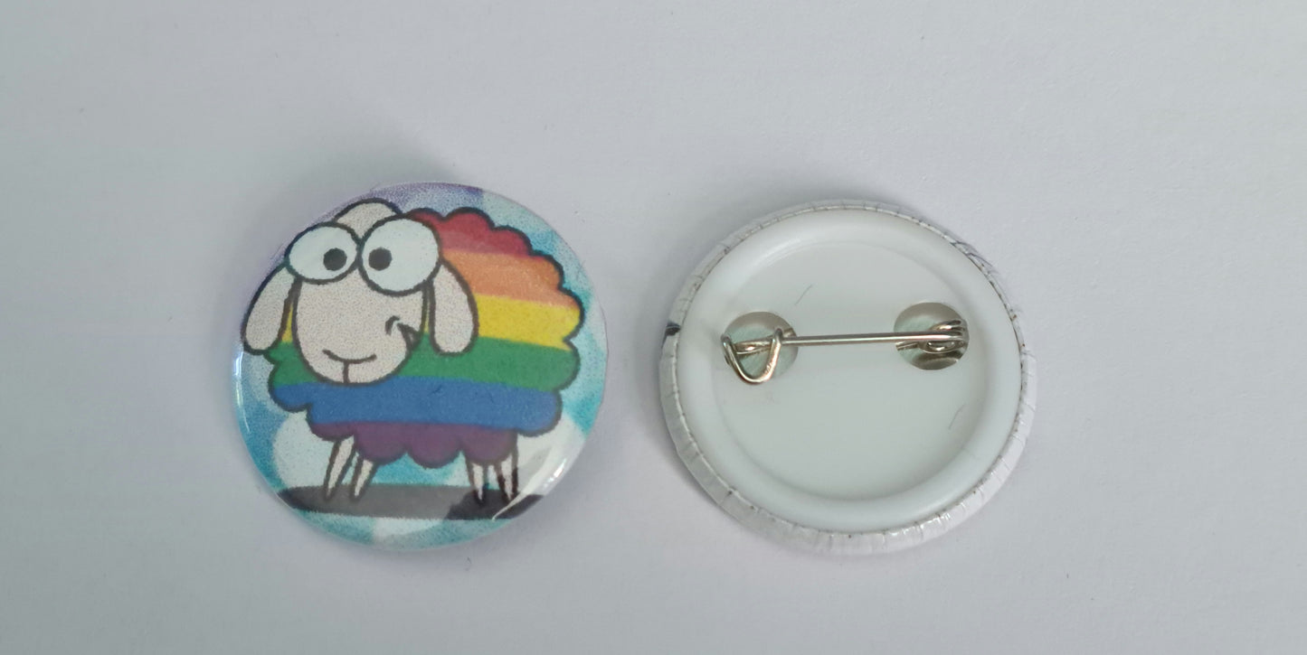 Button Badge - Rainbow Sheep