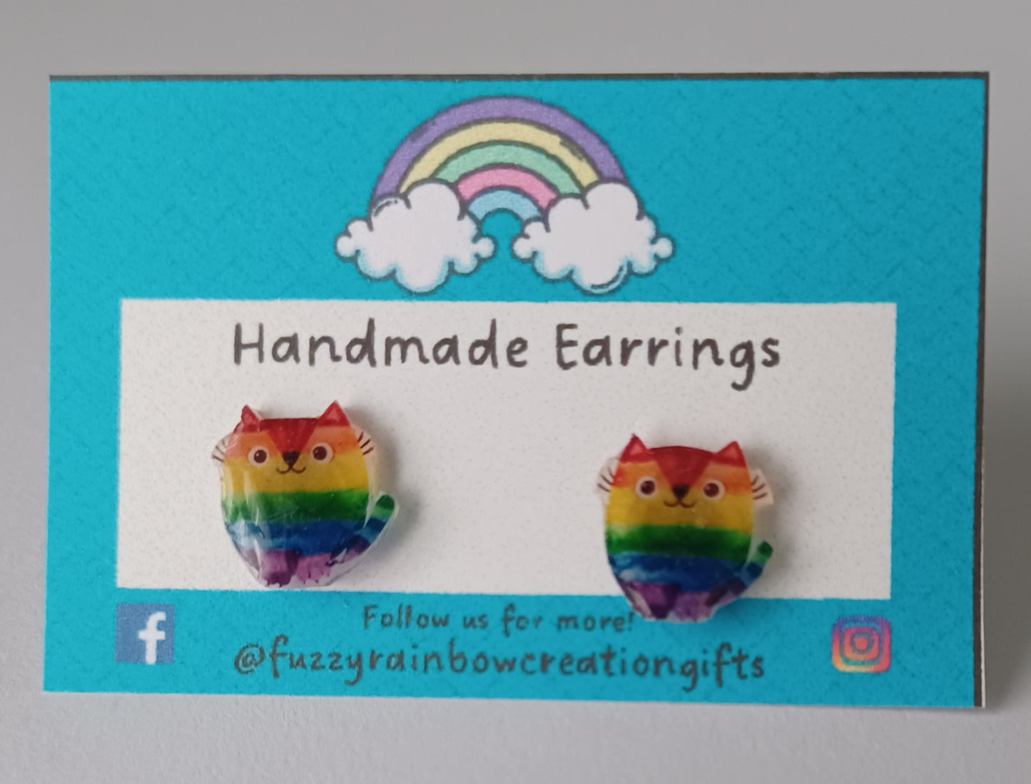 Earrings (studs) - Pride Flag Cats