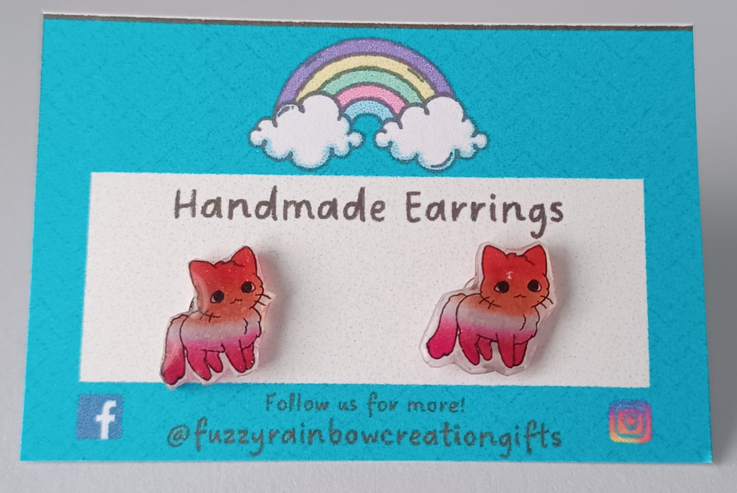 Earrings (studs) - Lesbian Flag Cats