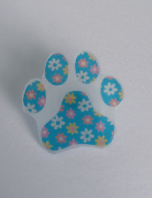 Pin Badge - Ditzy Floral Paw Print