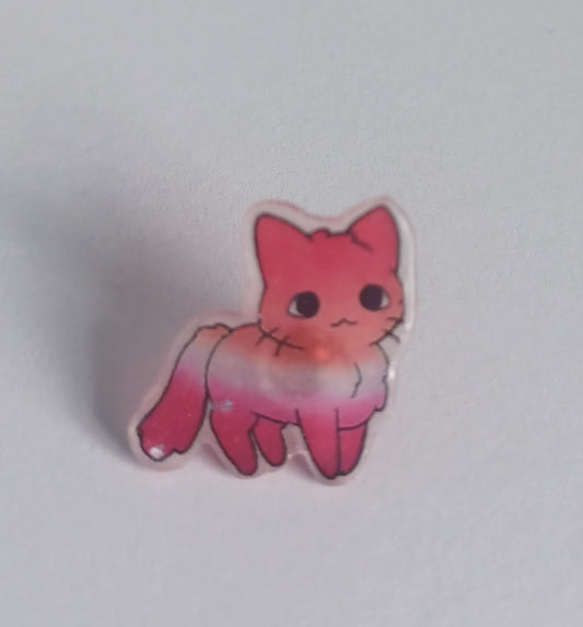 Pin Badge - Lesbian Flag Cat