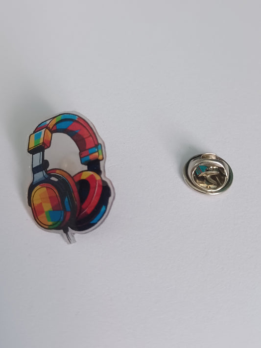 Pin Badge - Colourful Headphones