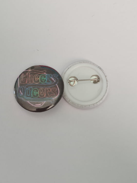 Button Badge - Rainbow Cheers Queers