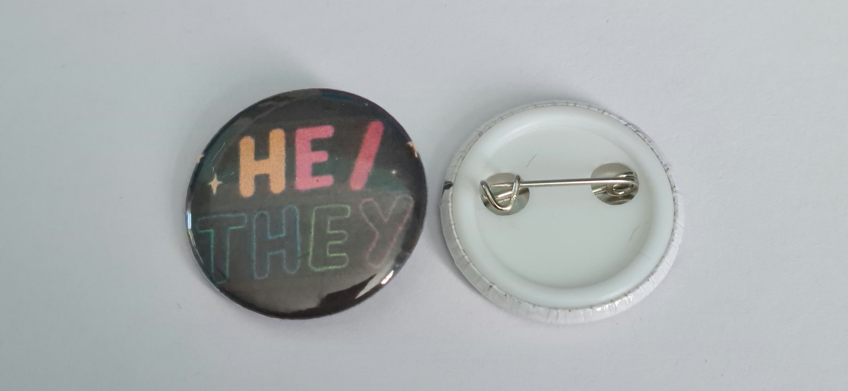 Button Badge - He/They Pronoun