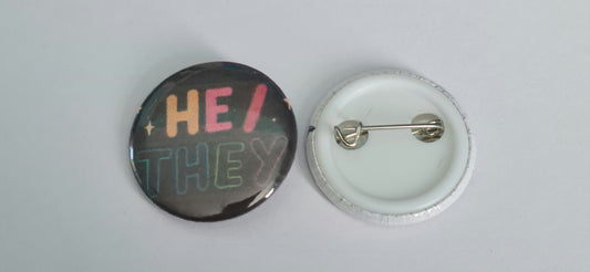 Button Badge - He/They Pronoun