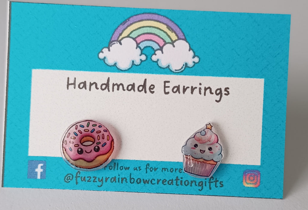 Earrings (studs) - Mix'n'Match Donut and Cupcake