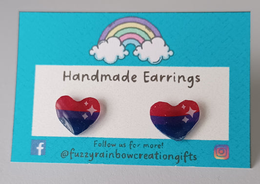 Earrings (studs) - Bisexual Flag Hearts