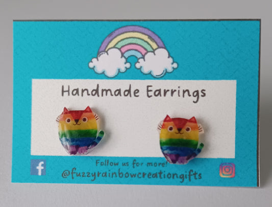 Earrings (studs) - Pride Flag Cats