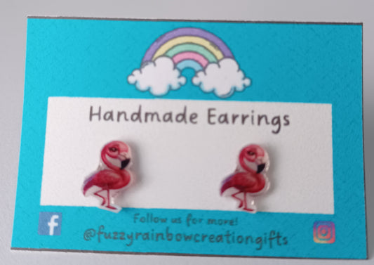 Earrings (studs) - Flamingos