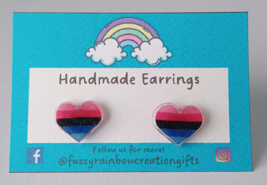Earrings (studs) - Omnisexual Flag Hearts
