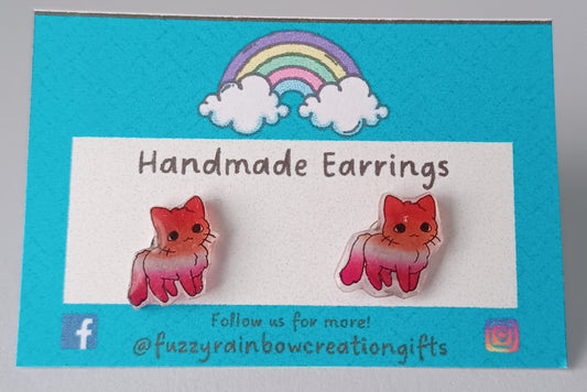 Earrings (studs) - Lesbian Flag Cats