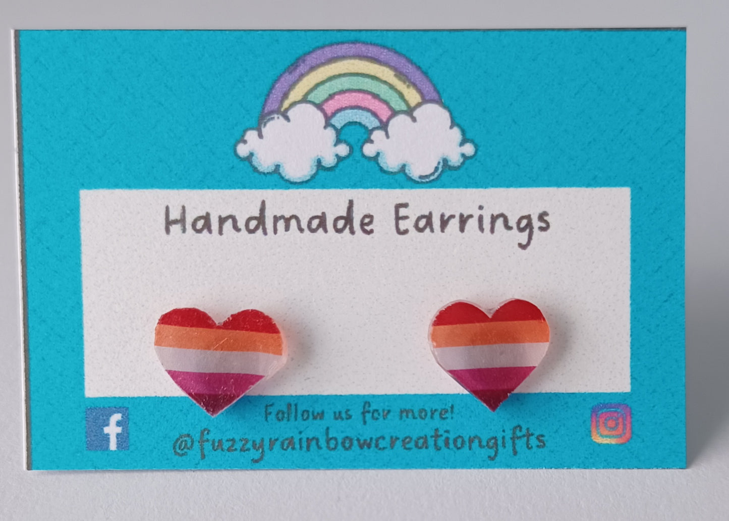 Earrings (studs) - Lesbian Flag Hearts