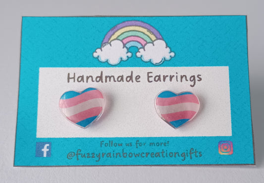 Earrings (studs) - Trans Flag Hearts
