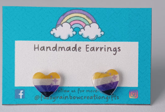 Earrings (studs) - Non-Binary Hearts
