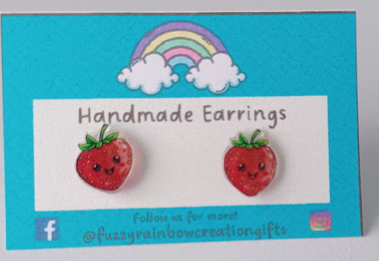 Earrings (studs) - Strawberries