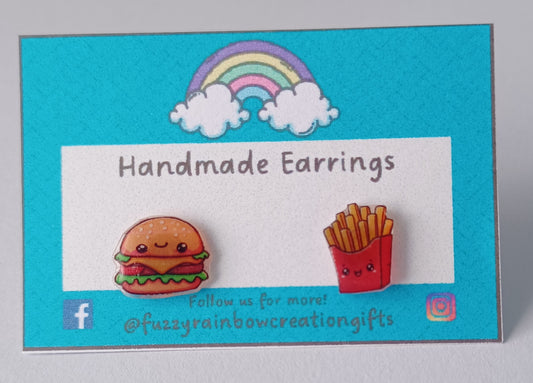 Earrings (studs) - Mix'n'Match Burger & Fries