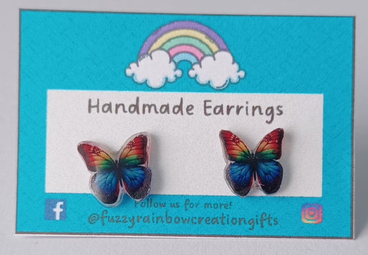 Earrings (studs) - Rainbow Butterflies