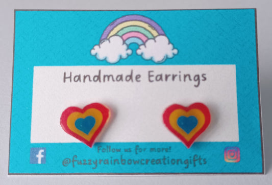 Earrings (studs) - Pansexual Coloured Hearts