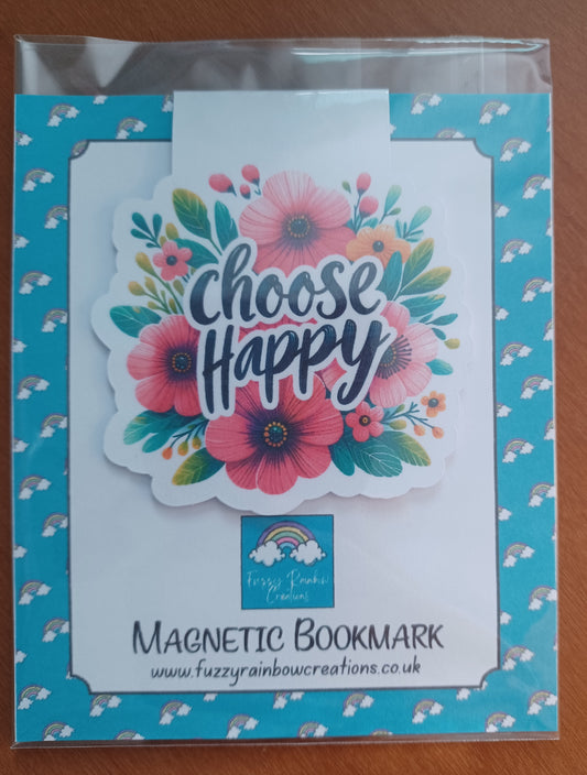 Choose Happy Floral Magnetic Bookmark